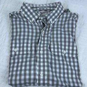 Duluth Mens Untucked Long Sleeve Gray Check Button Down Shirt Size Large